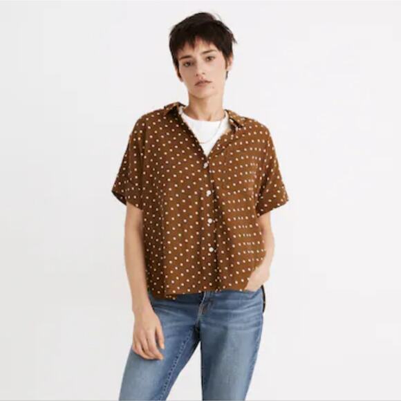 Madewell Daily Shirt in Dot Print Women's Size Small Oversized - Picture 1 of 13